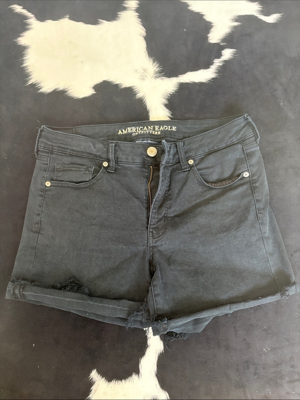American Eagle Outfitters Black Denim Roll-Cuff Women's Shorts